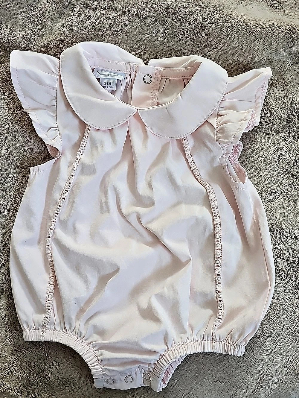 mud pie Baby Pink Collar Romper 3-6M Like New